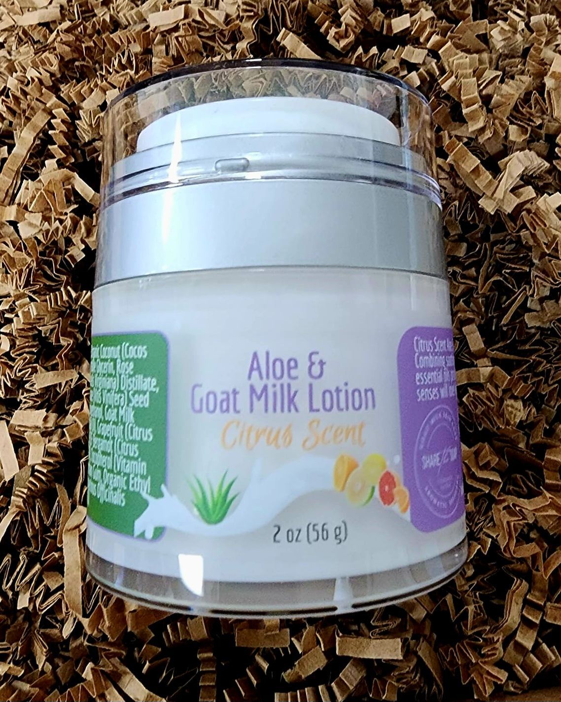 Aloe Lotion with Goat Milk-2 oz airless jar great for travel office gifts