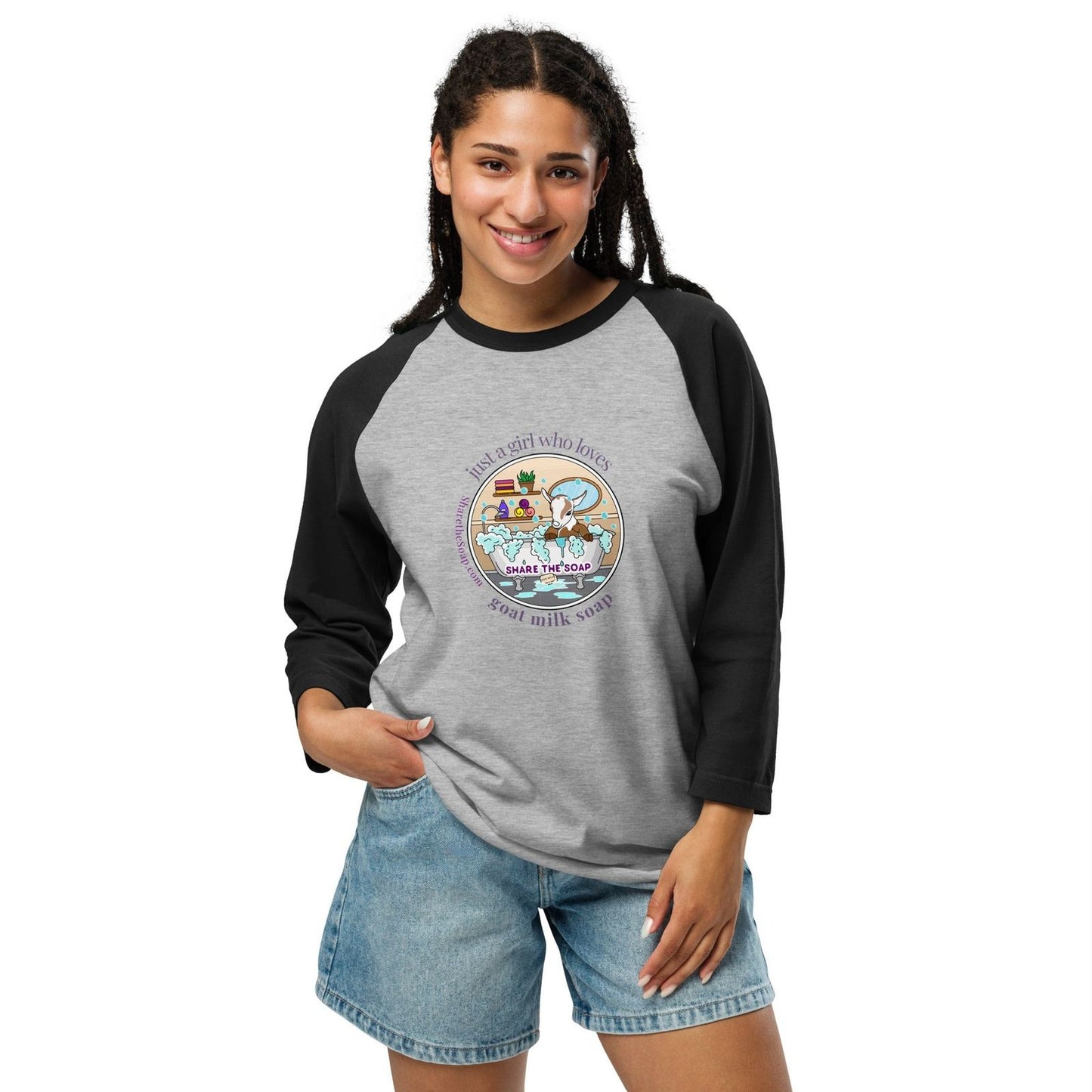 Just A Girl 3/4 sleeve raglan shirt