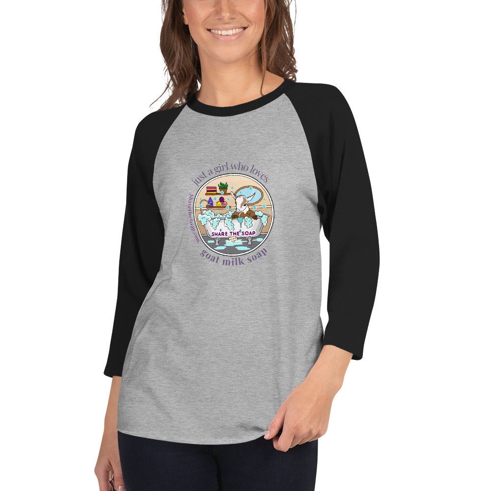 Just A Girl 3/4 sleeve raglan shirt