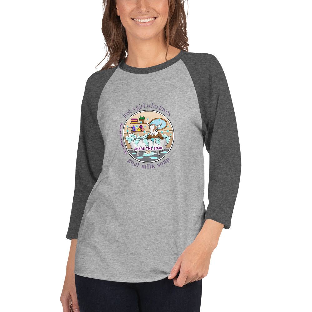 Just A Girl 3/4 sleeve raglan shirt