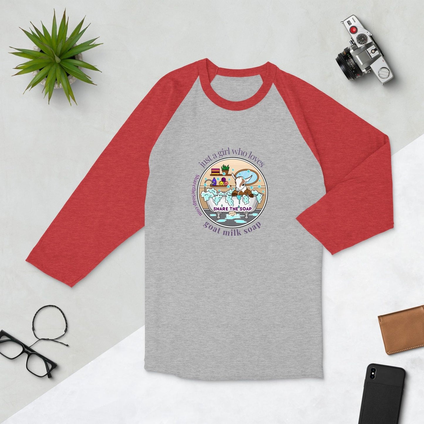 Just A Girl 3/4 sleeve raglan shirt