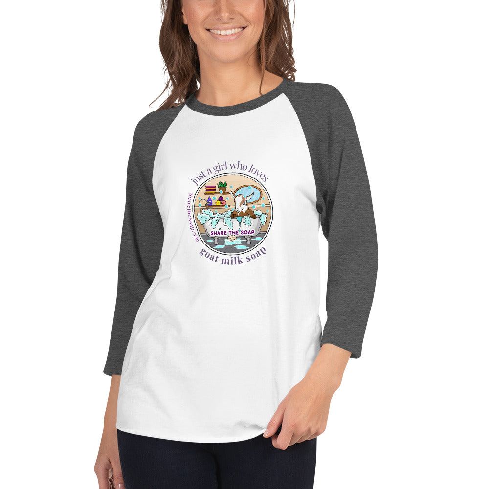 Just A Girl 3/4 sleeve raglan shirt