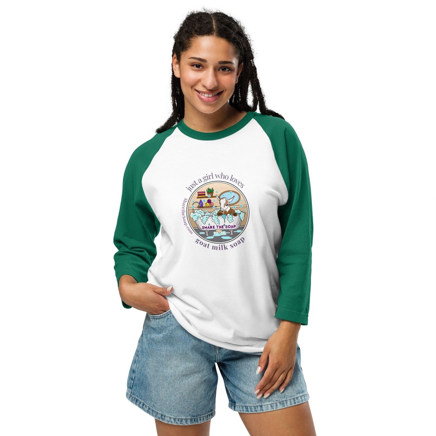 Just A Girl 3/4 sleeve raglan shirt