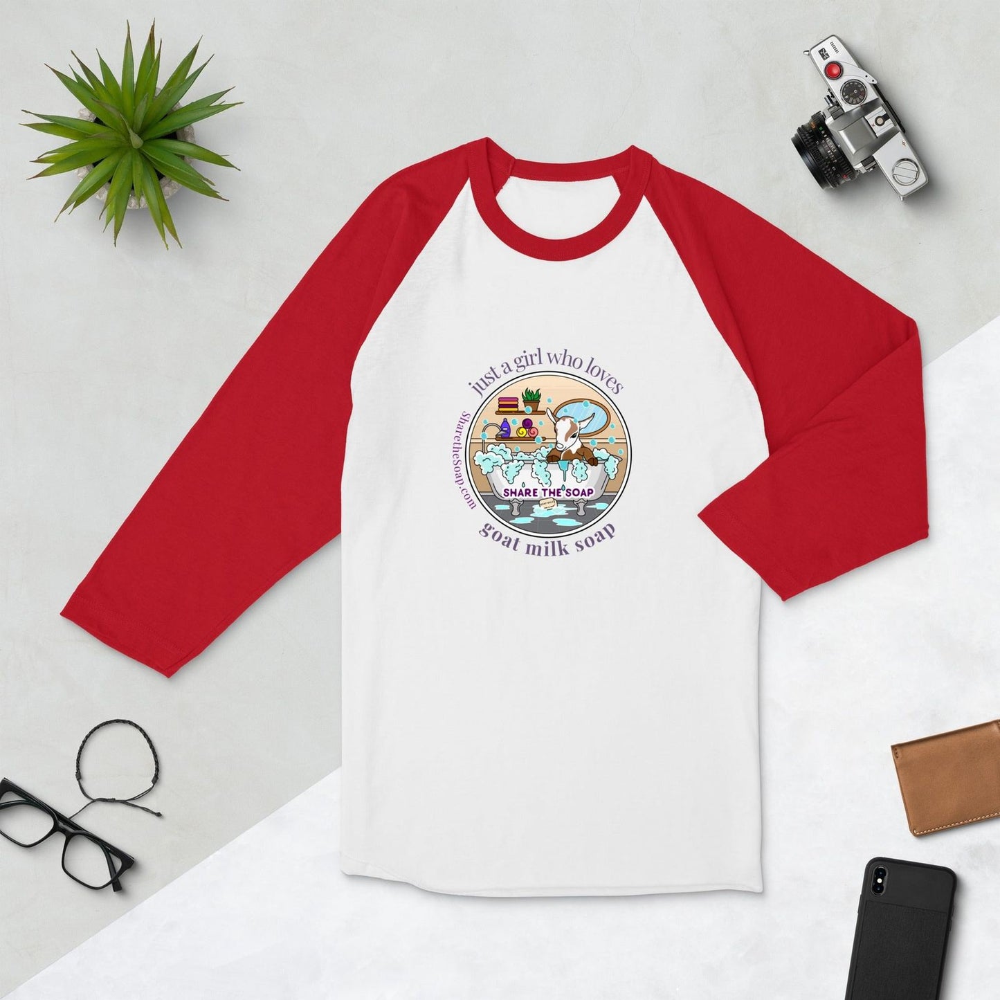 Just A Girl 3/4 sleeve raglan shirt