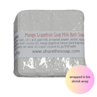 Brazilian Mango Grapefruit - Goat Milk Bath Bomb Soak colored naturally with clay