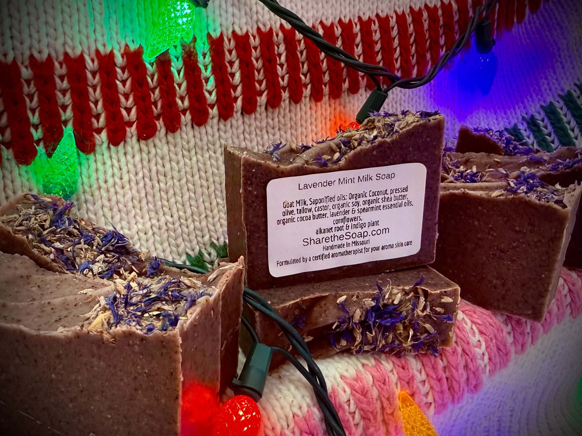 HOLIDAY PREORDER LOAF Lavender Mint Goat Milk Soap (10 cut bars)
