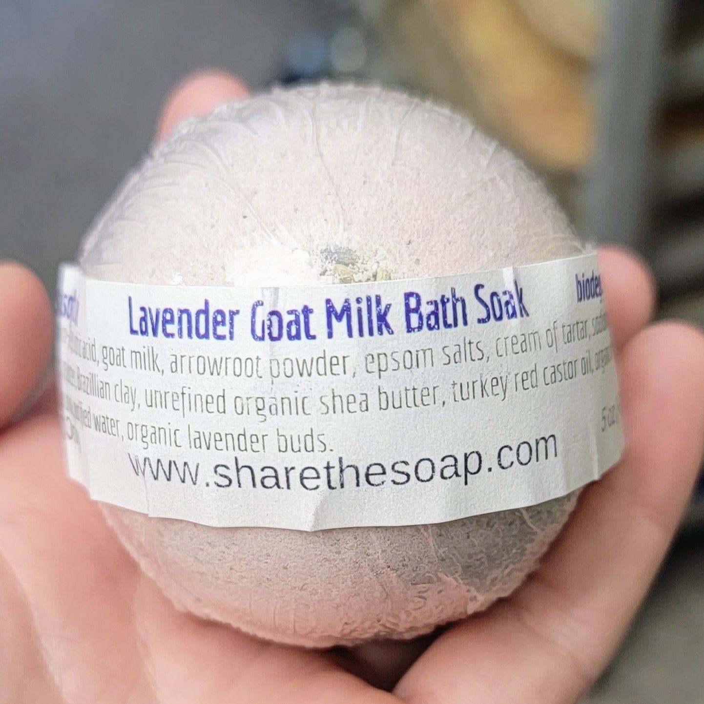 Bulgarian Lavender Essential Oil Goat Milk Bath Soak with clay shea butter and organic lavender buds made at sharethesoap.com