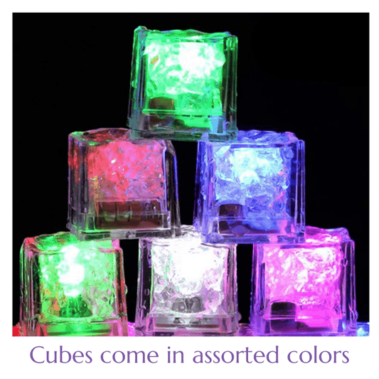 Waterproof LED Ice Cube Pack – Set of 6 Multi-Color Flashing | Glow-in-the-Dark Bathtime Fun